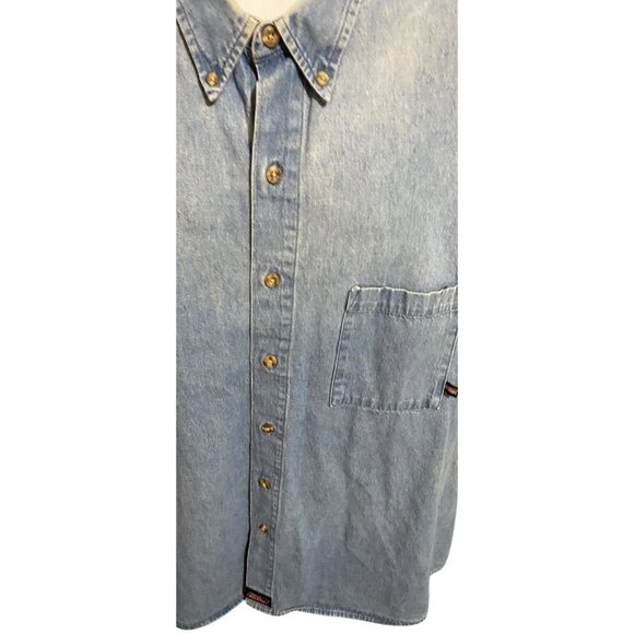 Dickies Short Sleeve Workwear Shirt Men's Size 3XL Faded Blue Denim Button-up - Picture 10 of 11